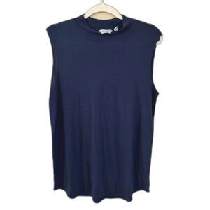 Athleta Women's Threadlight Relaxed Mock-Neck Tank - Medium, Navy